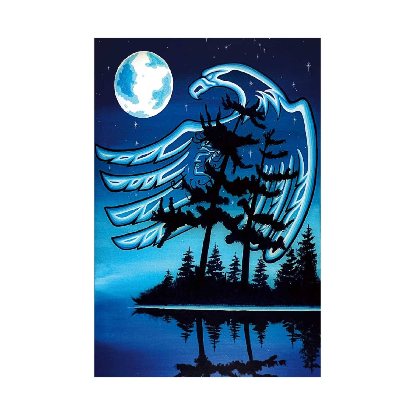 Blue Moon By William Monague, Indigenous Art Print, First Nations, Ojibway, Native Americans Indian Decor, Framed Art