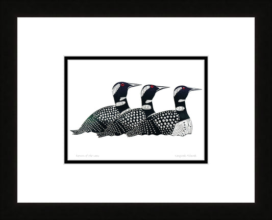 Return Of The Loons by Kenojuak Ashevak, Indigenous Inuit Art Card, Aboriginal Decor, Framed Art Card