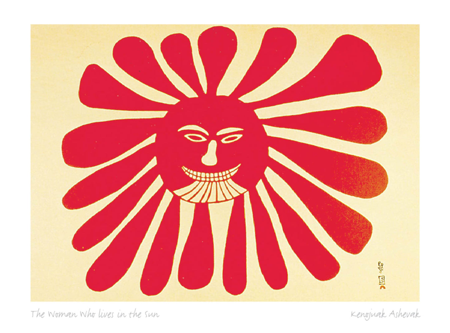 The Woman Lives In/Sun by Kenojuak Ashevak, Indigenous Inuit Art Card, Aboriginal Decor, Framed Art Card