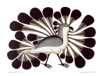 Audacious Owl by Kenojuak Ashevak, Indigenous Inuit Art Card, Aboriginal Decor, Framed Art Card