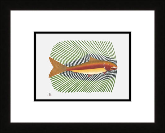 Summer Char (Stonecut & Stencil) by Kenojuak Ashevak, Indigenous Inuit Art Card, Aboriginal Decor, Framed Art Card