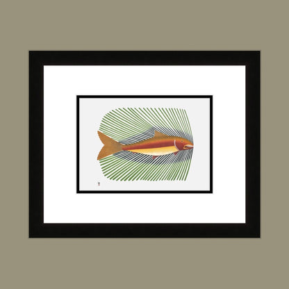 Summer Char (Stonecut & Stencil) by Kenojuak Ashevak, Indigenous Inuit Art Card, Aboriginal Decor, Framed Art Card