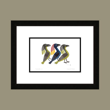 Promenade, 2010 by Kenojuak Ashevak, Indigenous Inuit Art Card, Aboriginal Decor, Framed Art Card