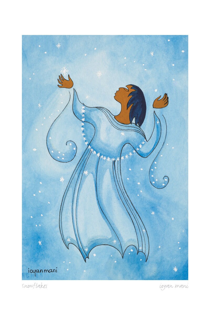 Snowflakes by Maxine Noel, Indigenous Art Card, First Nations, Native Americans, Framed Art Card