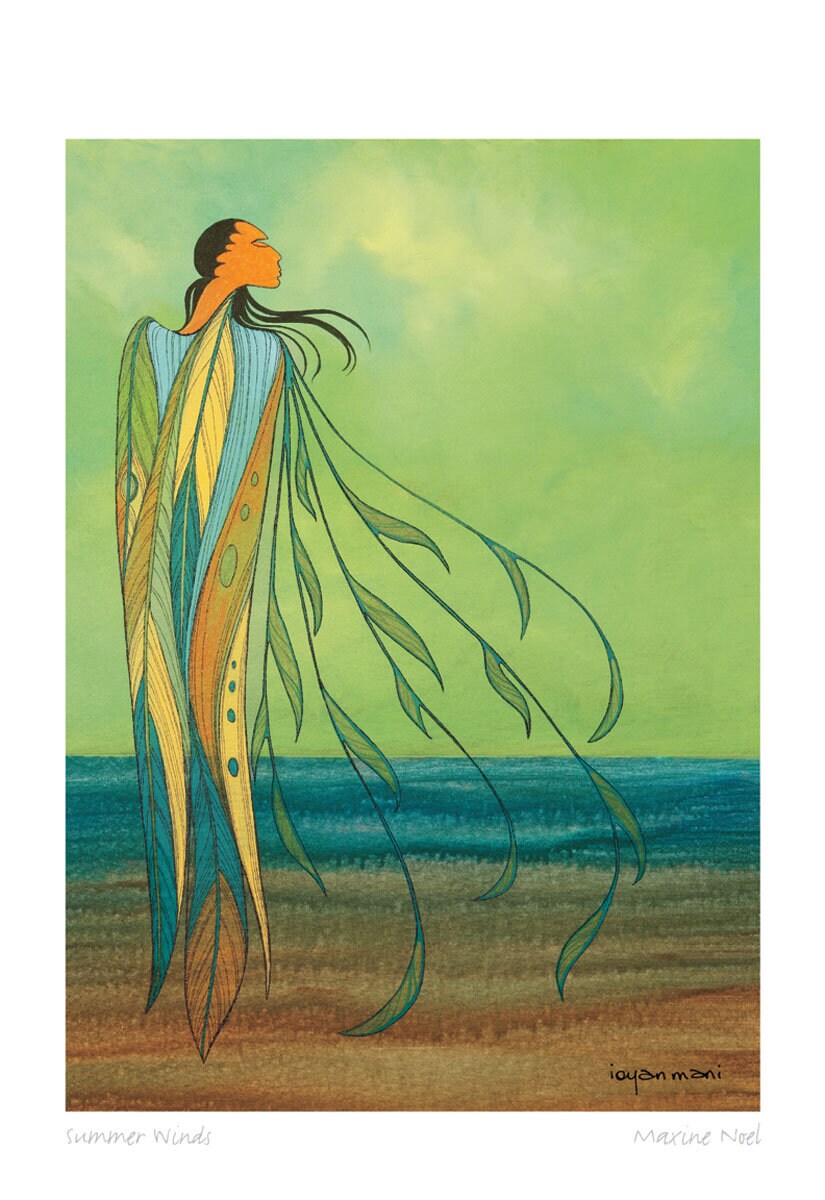 Summer Winds by Maxine Noel, Indigenous Art Print, First Nations, Native Americans, Framed Art Card