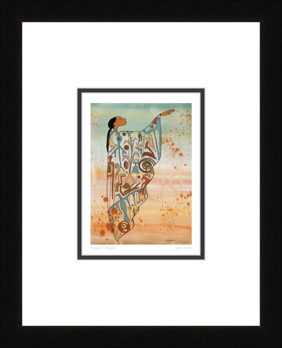 Ancient Messages by Maxine Noel, Indigenous Art Print, First Nations, Native Americans, Framed Art Card