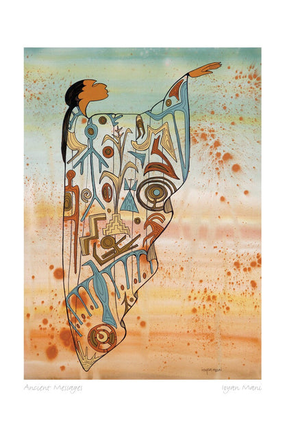 Ancient Messages by Maxine Noel, Indigenous Art Print, First Nations, Native Americans, Framed Art Card