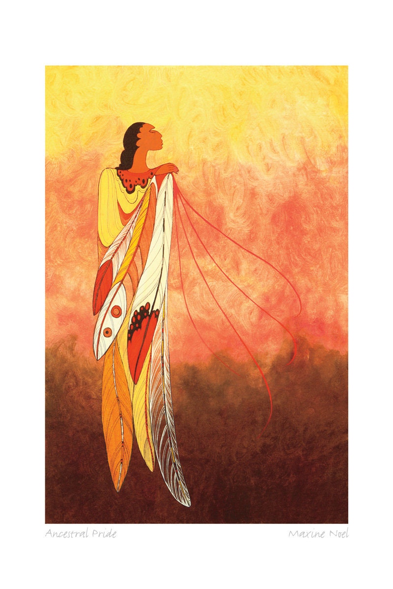 Ancestral Pride by Maxine Noel, Indigenous Art Print, First Nations, Native Americans, Framed Art Card