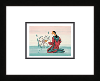 Dream Catcher by Maxine Noel, Indigenous Art Print, First Nations, Native Americans, Framed Art Card