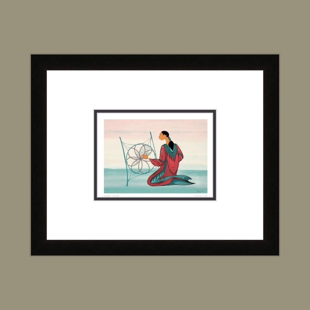 Dream Catcher by Maxine Noel, Indigenous Art Print, First Nations, Native Americans, Framed Art Card