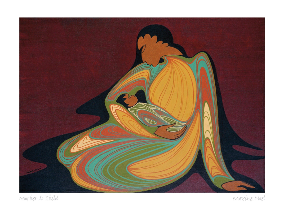 Mother & Child by Maxine Noel, Indigenous Art Print, First Nations, Native Americans, Framed Art