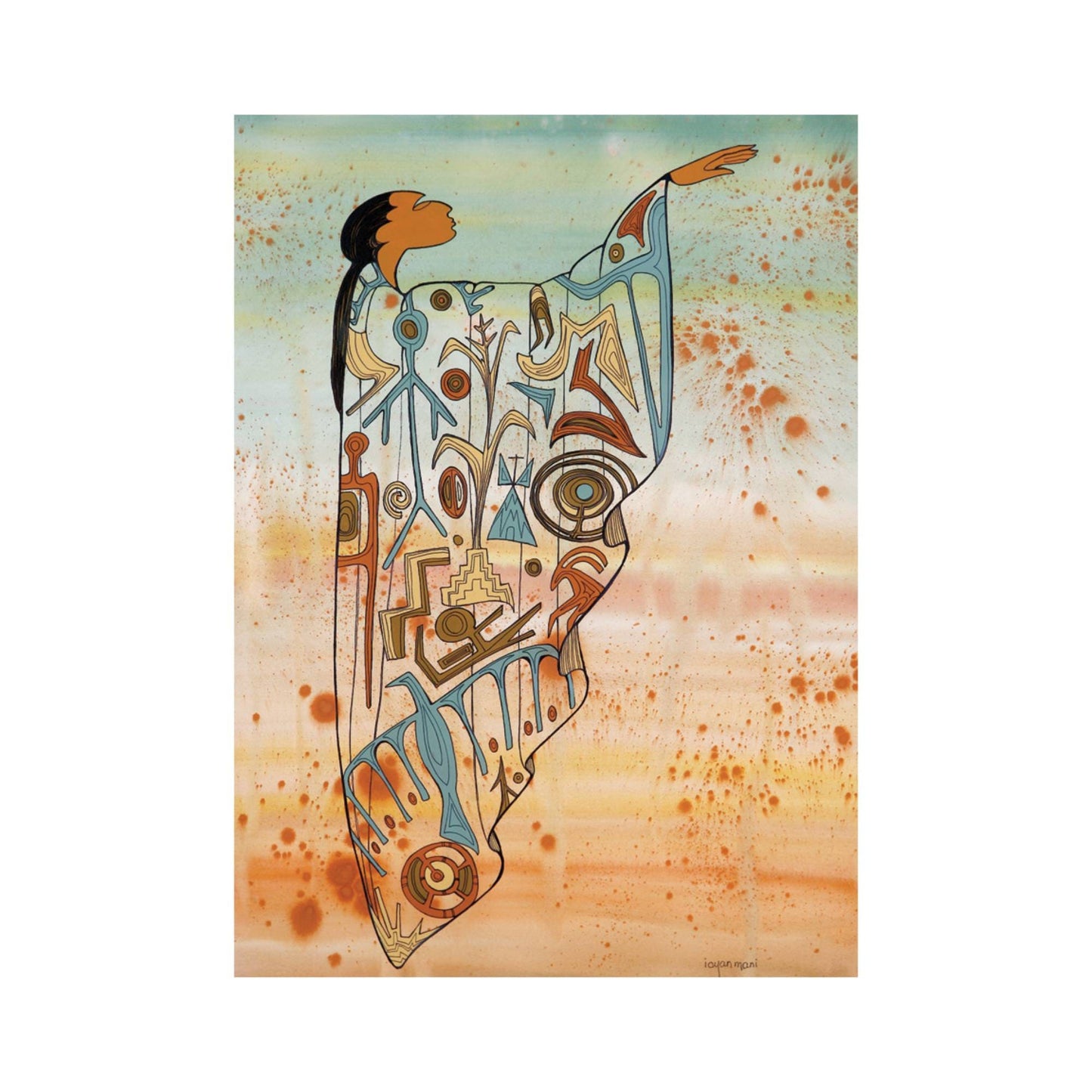 Ancient Messages by Maxine Noel, Indigenous Art Print, First Nations, Native Americans, Framed Art Card