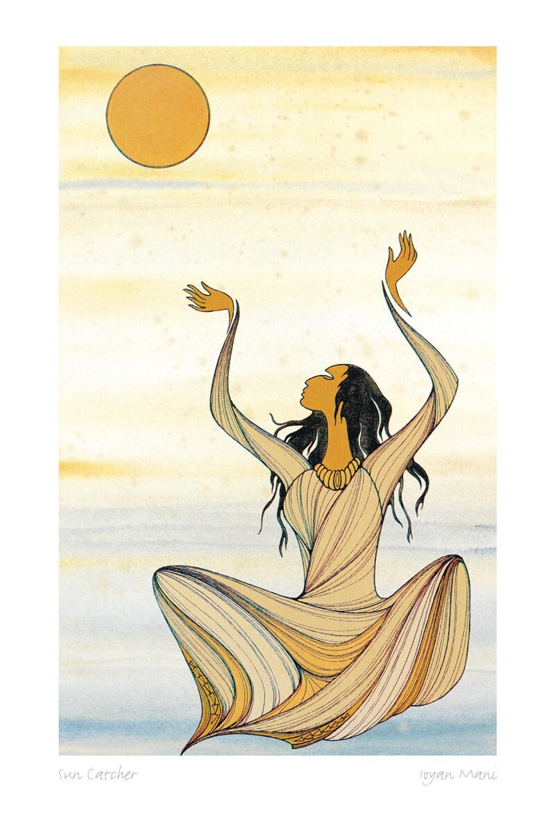 Sun Catcher by Maxine Noel, Indigenous Art Print, First Nations, Native Americans, Framed Art Card