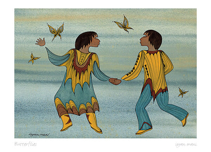 Butterflies by Maxine Noel, Indigenous Art Print, First Nations, Native Americans, Framed Art