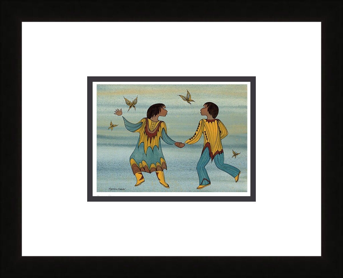 Butterflies by Maxine Noel, Indigenous Art Print, First Nations, Native Americans, Framed Art, Kids Holding Hands