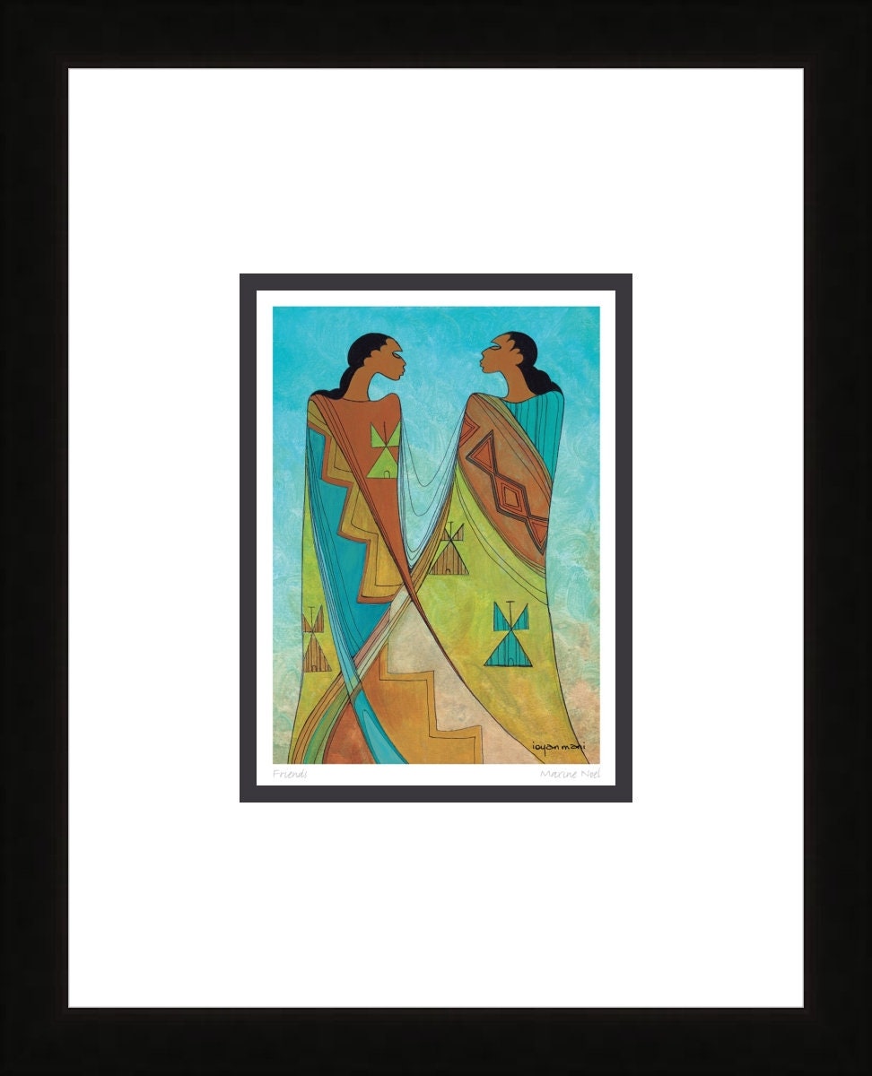 Friends by Maxine Noel, Indigenous Art Print, First Nations, Native Americans, Framed Art Card