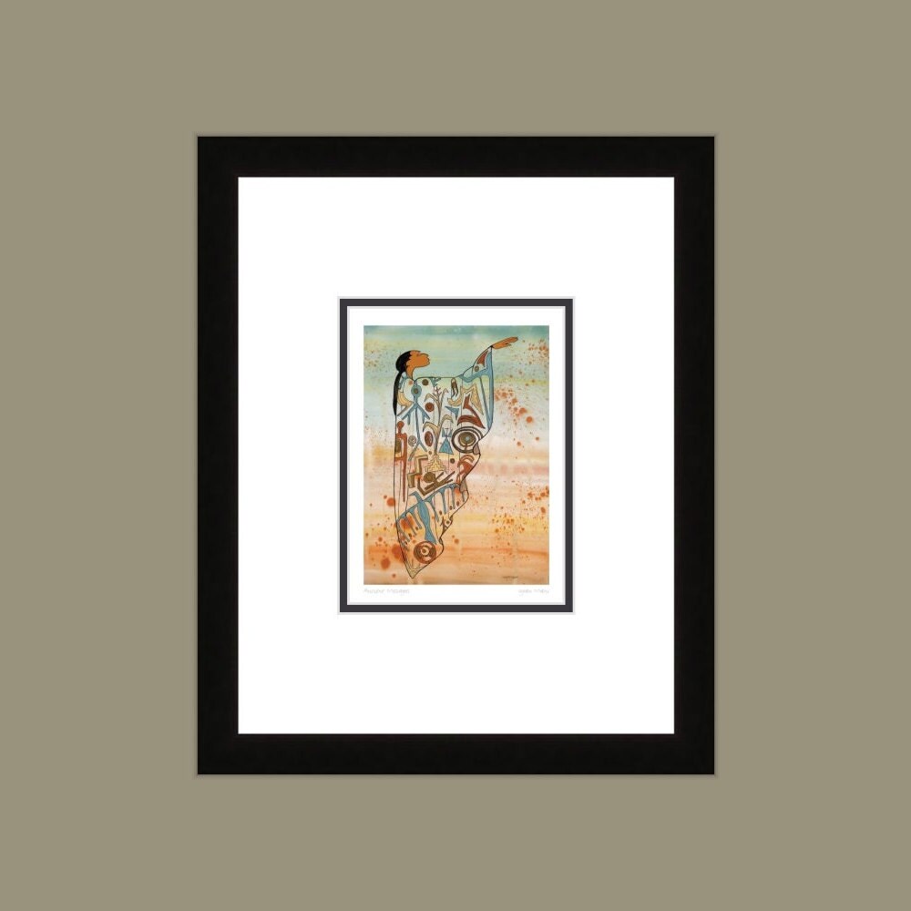 Ancient Messages by Maxine Noel, Indigenous Art Print, First Nations, Native Americans, Framed Art Card