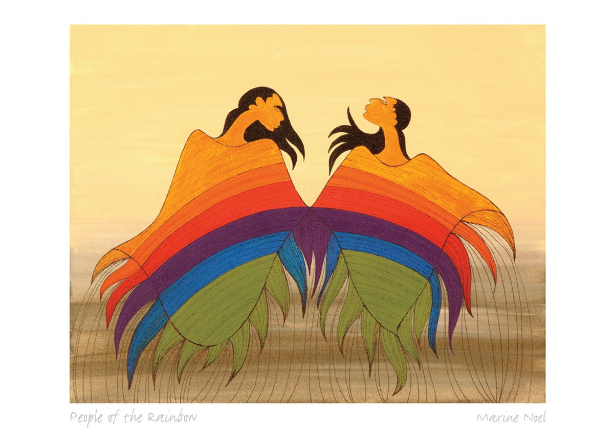 People of the Rainbow by Maxine Noel, Indigenous Art Print, First Nations, Native Americans, Framed Art Card