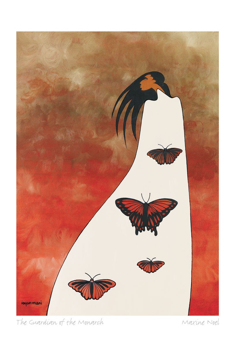 The Guardian of the Monarch by Maxine Noel, Indigenous Art Print, First Nations, Native Americans, Framed Art