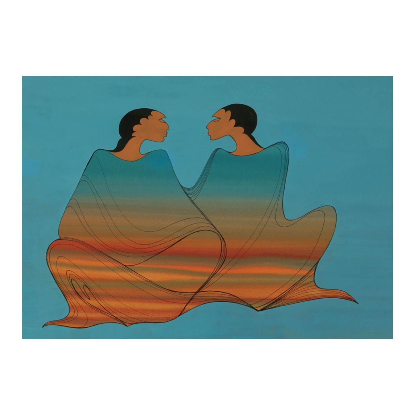 Sisters of the Dawn by Maxine Noel, Indigenous Art Print, First Nations, Native Americans, Framed Art Card