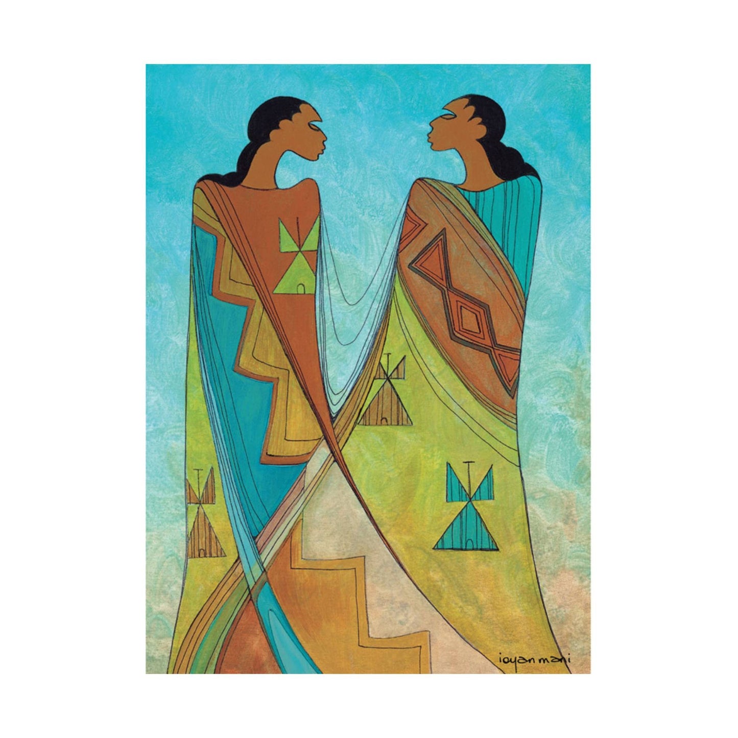 Friends by Maxine Noel, Indigenous Art Print, First Nations, Native Americans, Framed Art Card