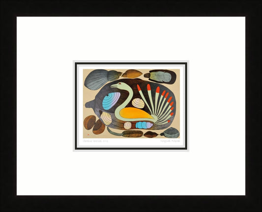 Shoreline Sentinel, 2003 by Kenojuak Ashevak, Indigenous Inuit Art Card, Aboriginal Decor, Framed Art Card