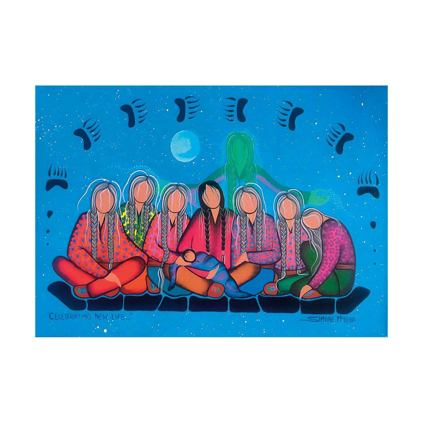 Celebrating New Life By Simone Mcleod , Indigenous Art Print, First Nations, Native American Indian Decor