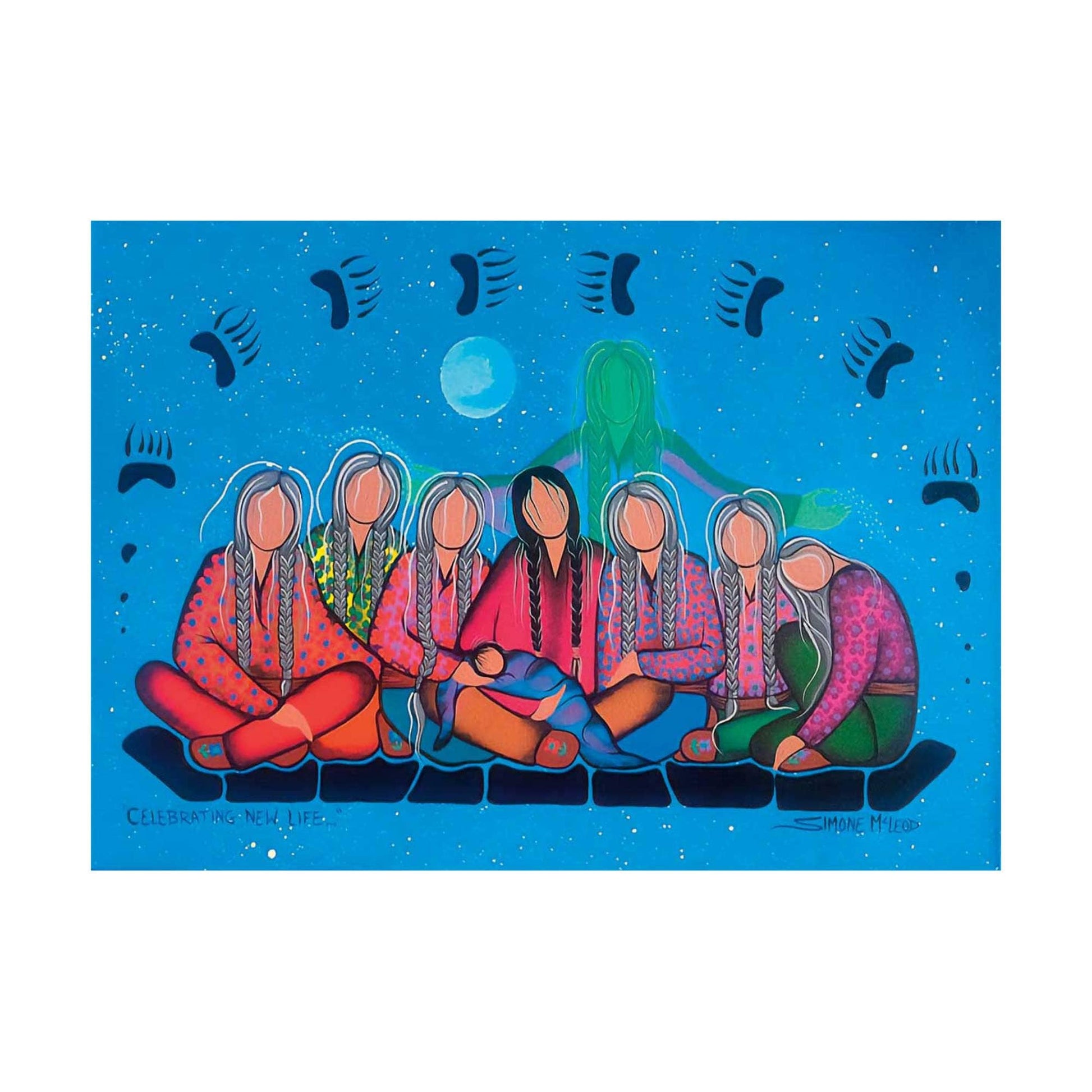 Celebrating New Life By Simone Mcleod , Indigenous Art Print, First Nations, Native American Indian Decor