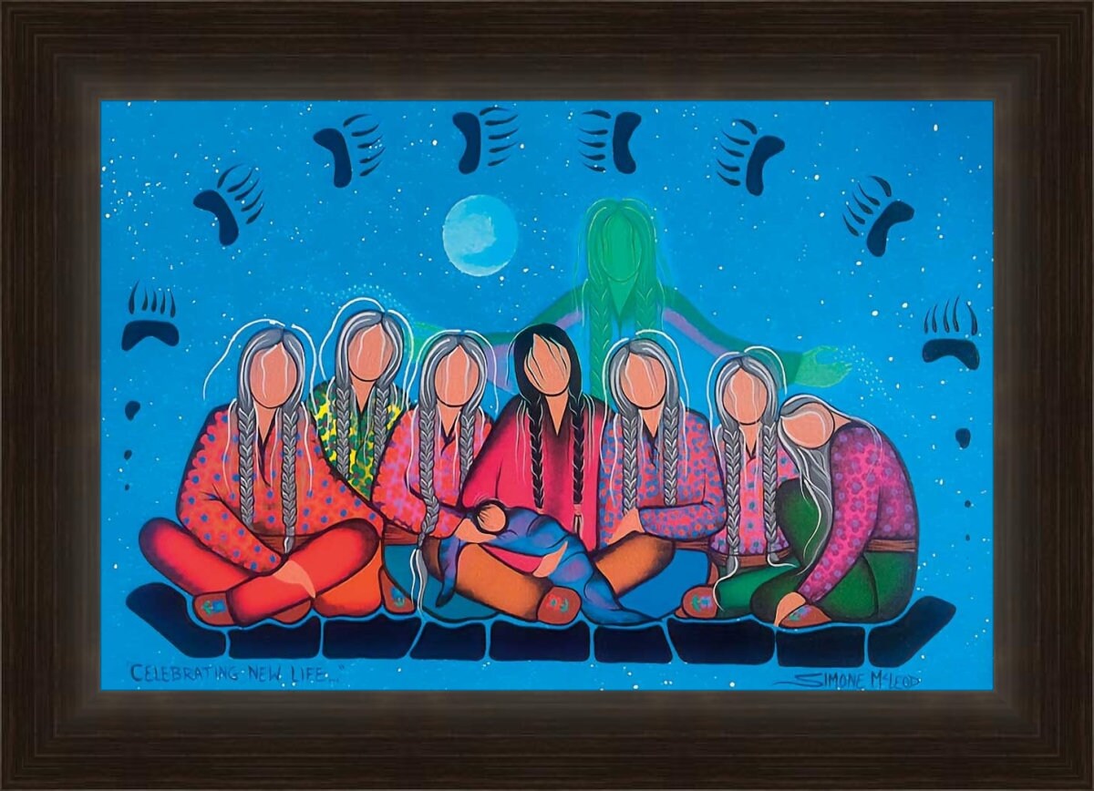 Celebrating New Life By Simone Mcleod , Indigenous Art Print, First Nations, Native American Indian Decor