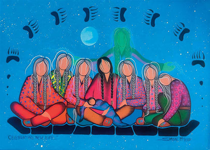 Celebrating New Life By Simone Mcleod , Indigenous Art Print, First Nations, Native American Indian Decor