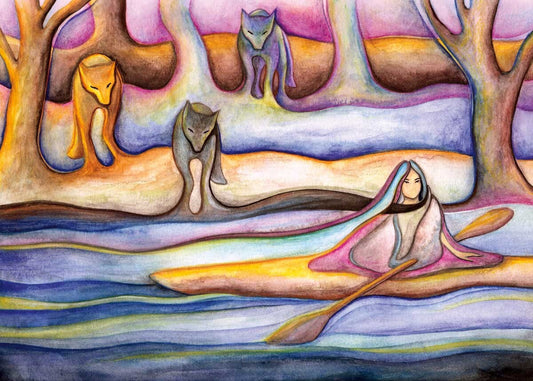 Early Evening Flowing Into Fall, By Nathalie Coutou, Indigenous Art Print, First Nations, Native American Indian Decor