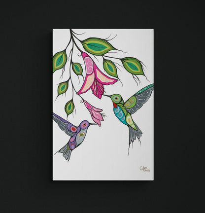 Cree Hummingbirds By Carla Joseph, Indigenous Art Print, First Nations, Native Americans, Cree, Métis, Framed Art