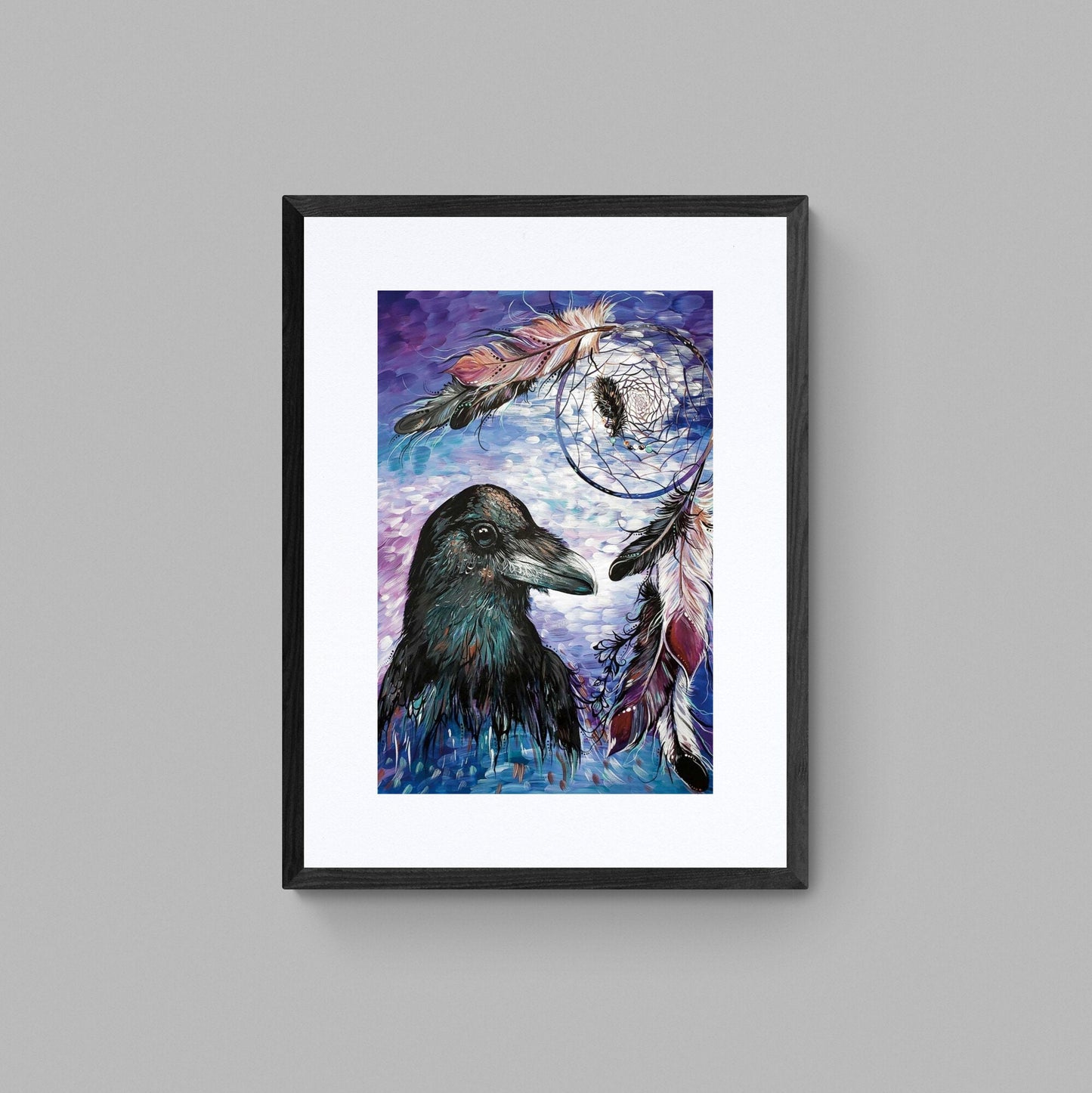 Raven Dream Catcher by Carla Joseph, Indigenous Art Print, First Nations, Cree Culture, Native American Indian Decor