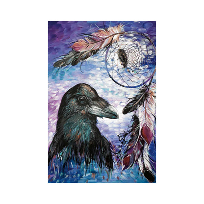 Raven Dream Catcher by Carla Joseph, Indigenous Art Print, First Nations, Cree Culture, Native American Indian Decor