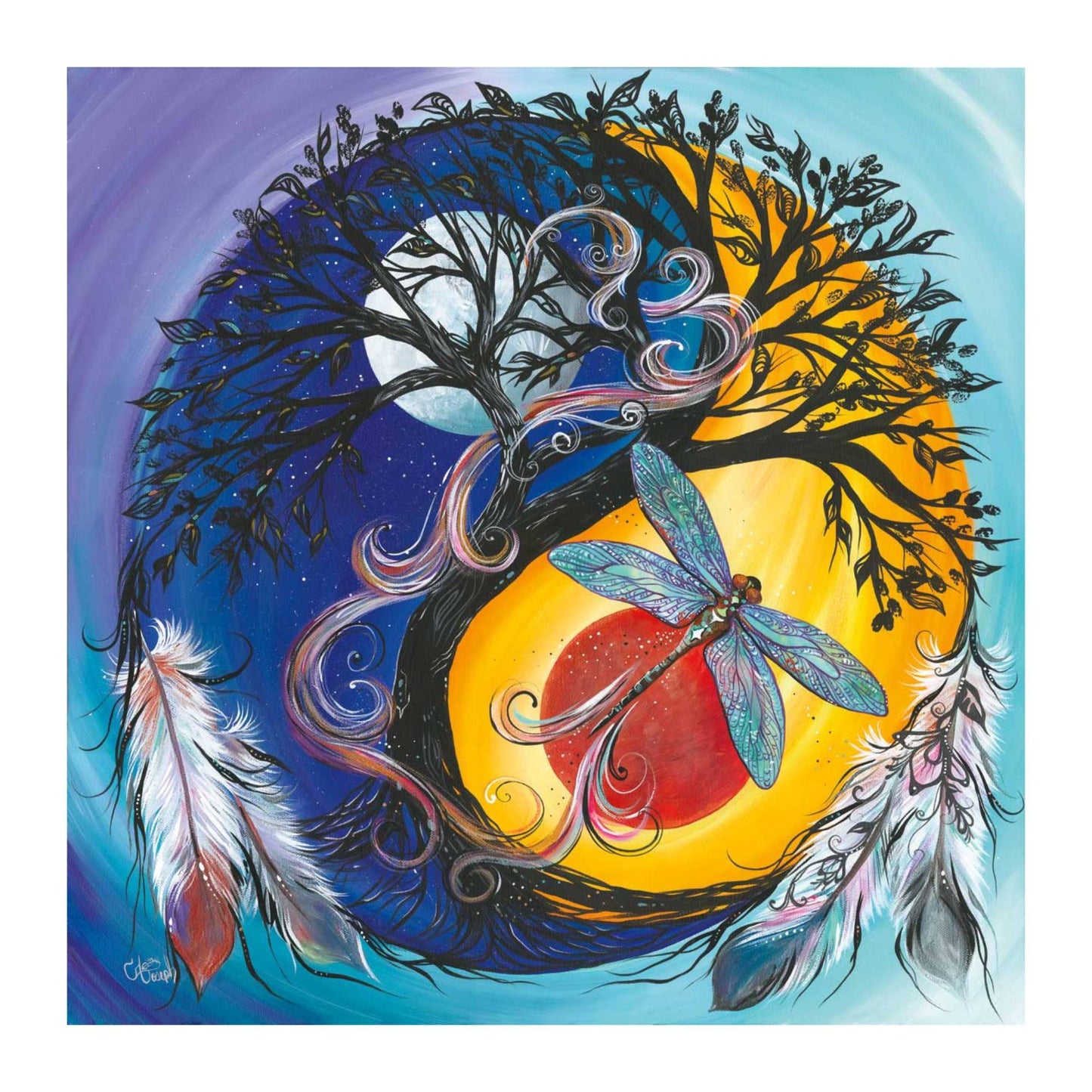 Ying-Yang Tree by Carla Joseph, Indigenous Art Print, First Nations, Cree Culture, Native American Indian Decor