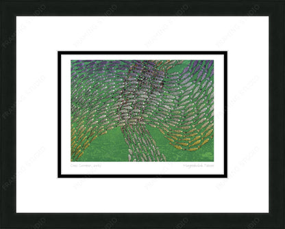 Cross Current, 2005 by Ningiukulu Teevee, Indigenous Inuit Art Card, Aboriginal Decor, Framed Art Card