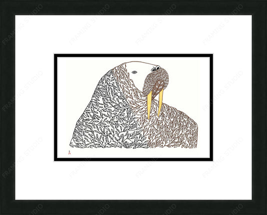 Floral Transformation by Ningiukulu Teevee, Indigenous Inuit Art Card, Aboriginal Decor, Framed Art Card