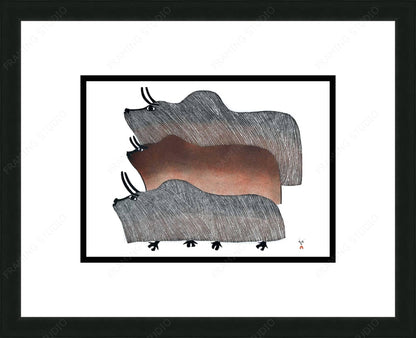 The One Between, 1985 by Pudlo Pudlat, Indigenous Art Card, Inuit Framed Art Card