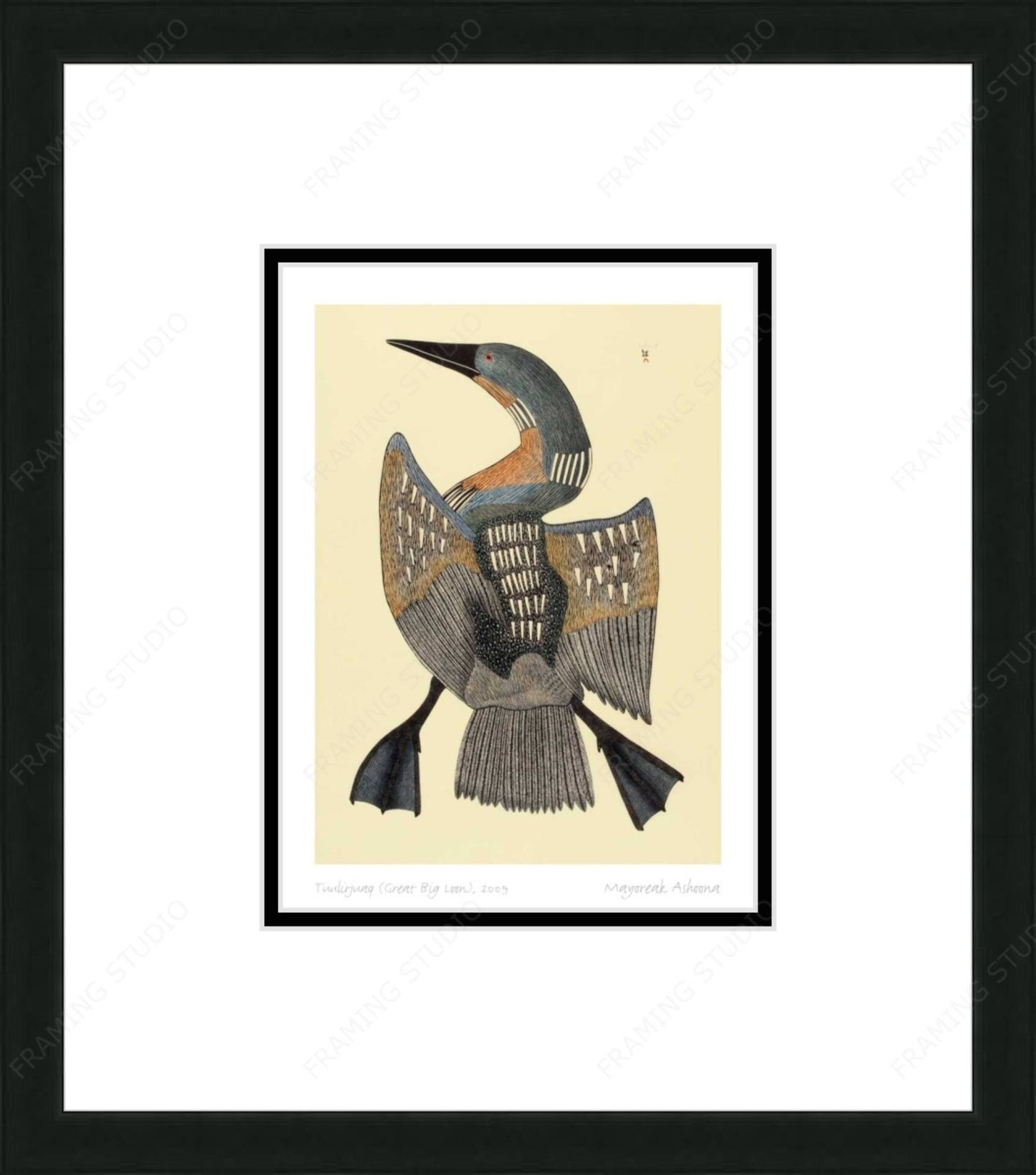 Tuulirjuaq (Great Big Loon), 2009by Mayoreak Ashoona, Indigenous Art Card, Inuit Framed Art Card