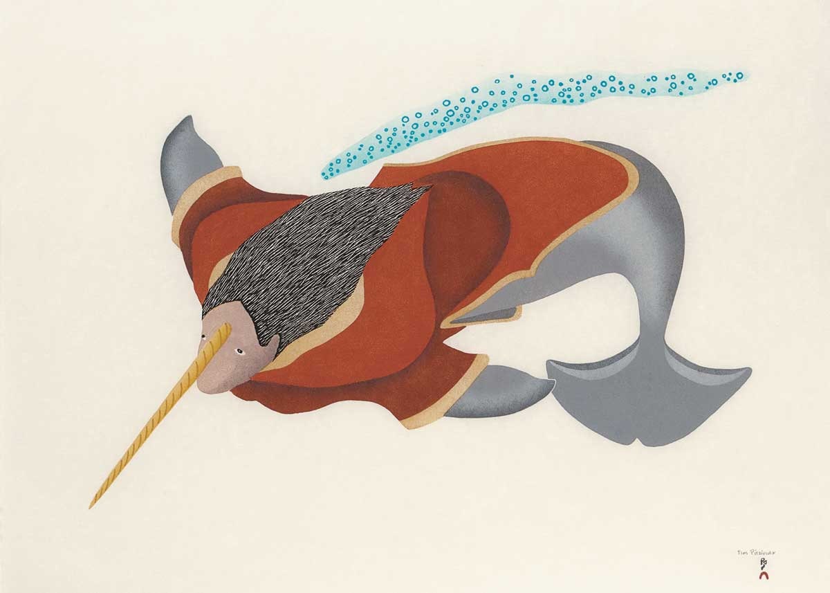 Narwhal Spirit, 2011 by Tim Pitsiulak, Indigenous Art Card, Inuit Framed Art Card