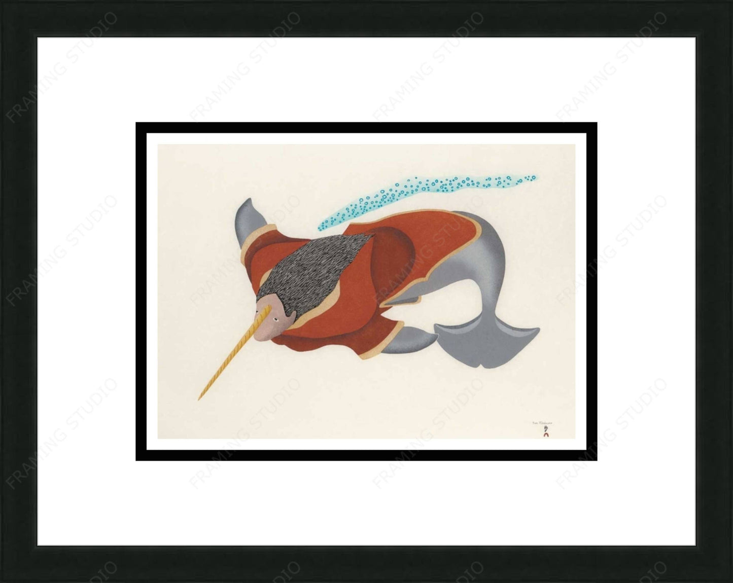 Narwhal Spirit, 2011 by Tim Pitsiulak, Indigenous Art Card, Inuit Framed Art Card