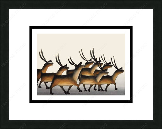 Steadfast Herd by Kananginak Pootoogook, Indigenous Art Card, Inuit Framed Art Card