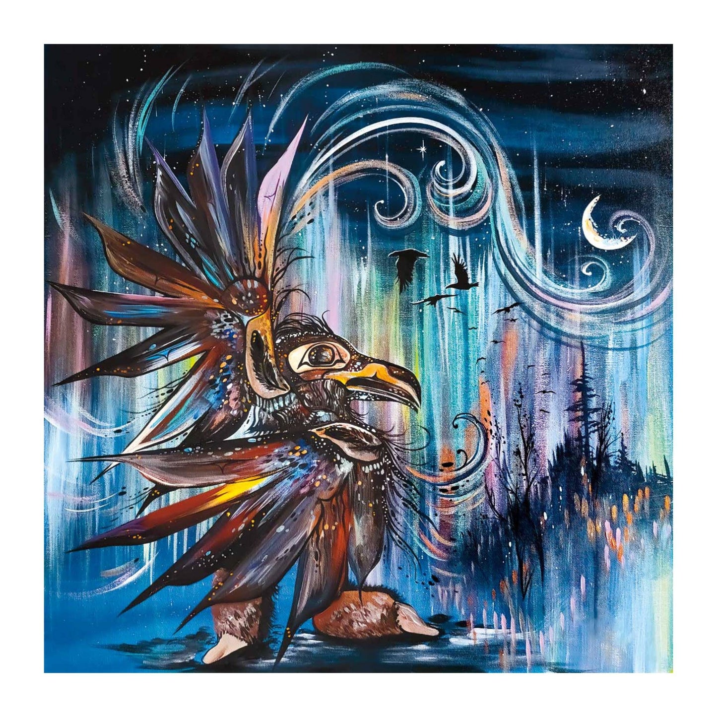 Raven Dancer by Carla Joseph, Indigenous Art Print, First Nations, Cree Culture, Native American Indian Decor