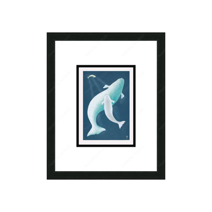 Whales Sounding by Kananginak Pootoogook, Indigenous Art Card, Inuit Framed Art Card