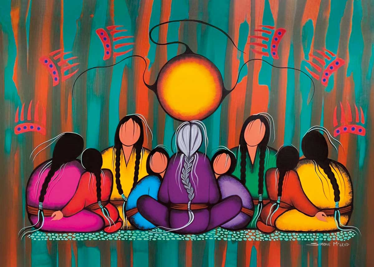 Family Love By Simone Mcleod , Indigenous Art Print, First Nations, Native American Indian Decor