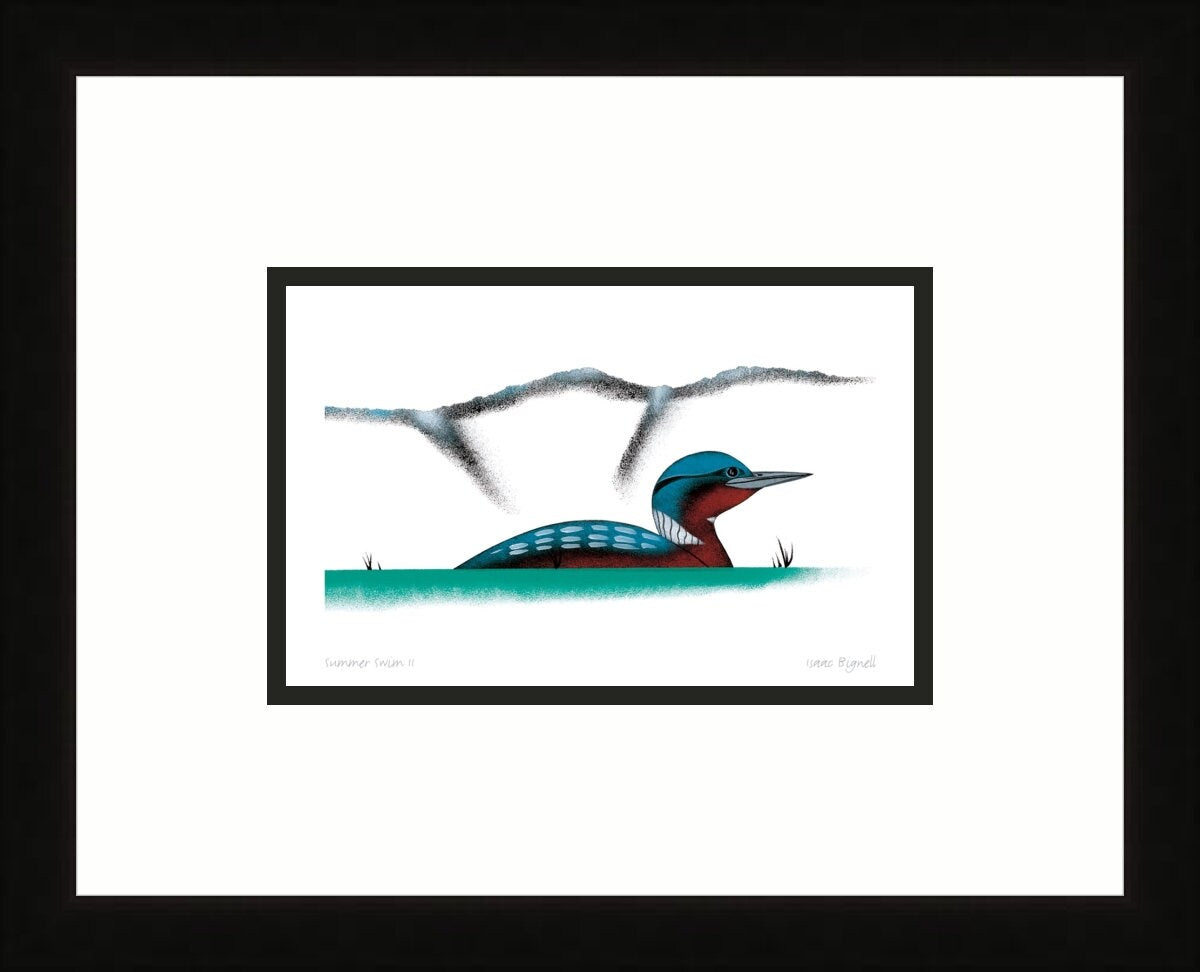 Summer Swim II by Isaac Bignell, Indigenous Art Card, Native Decor, Framed Art Card