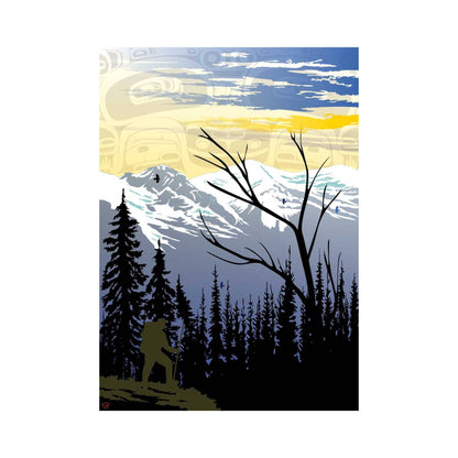 Mountain Hiker By Mark Preston, Indigenous Art Print, First Nations, Native Americans, Tlingit, Yukon Territory, Framed Art