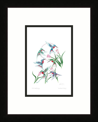 The Gathering by Richard Shorty, Indigenous Art Card, Hummingbird Framed Art Card