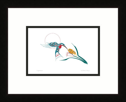 Lily of the Valley by Richard Shorty, Indigenous Art Card, Hummingbird Framed Art Card