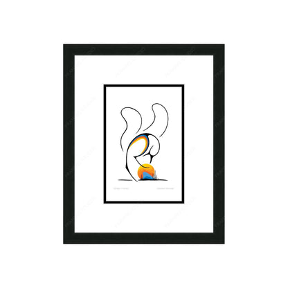Solitary Moment by Clemance Wescoupe, Indigenous Inuit Art Card, Aboriginal Decor, Framed Art Card
